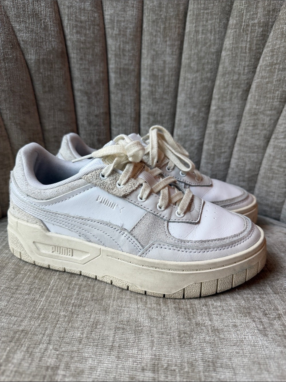 Puma Off-White and Cream Platform Sneakers